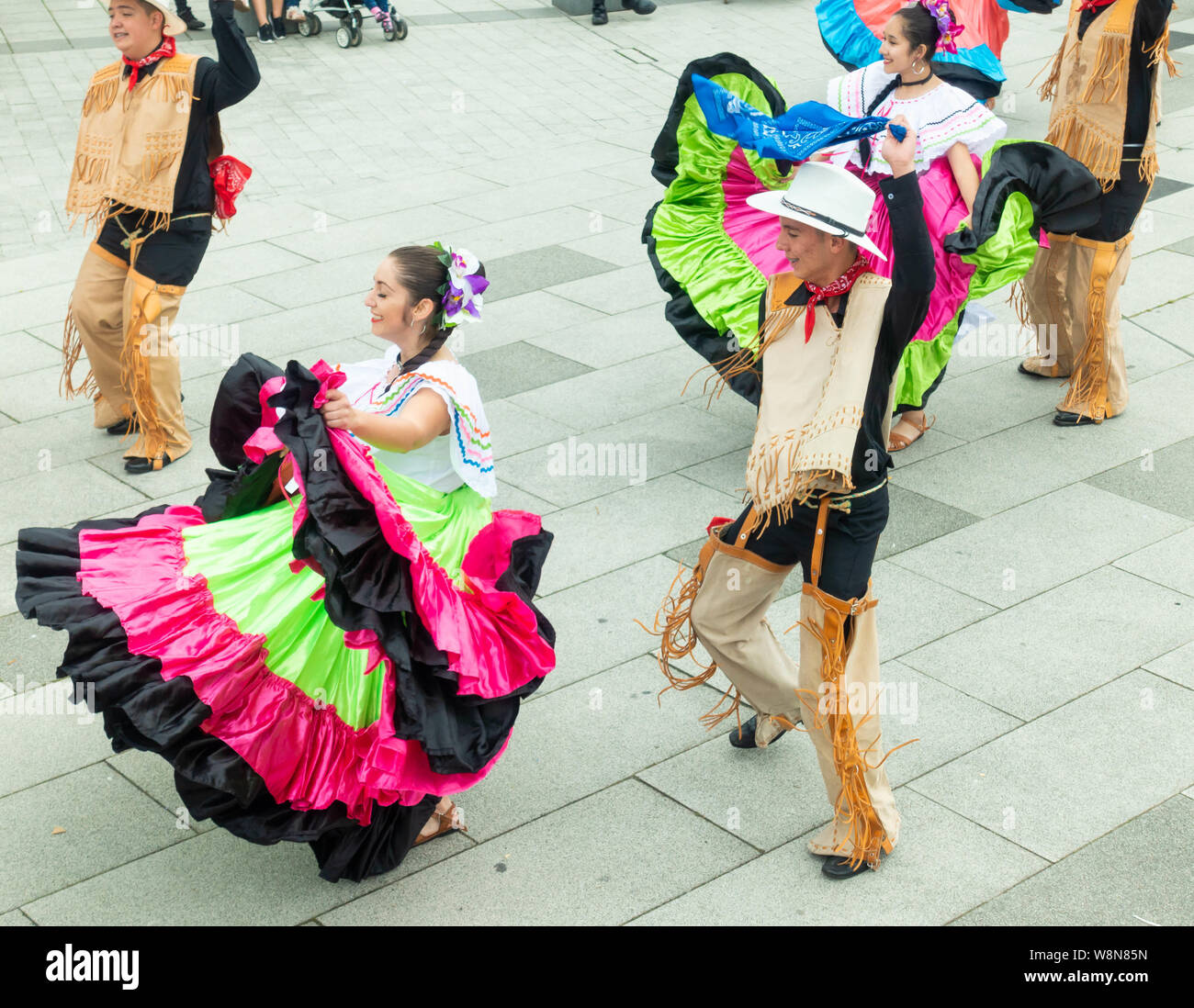 Costa Rican Ribbon Dancer Dancers from Costa Rica performing at the Billingham International ...