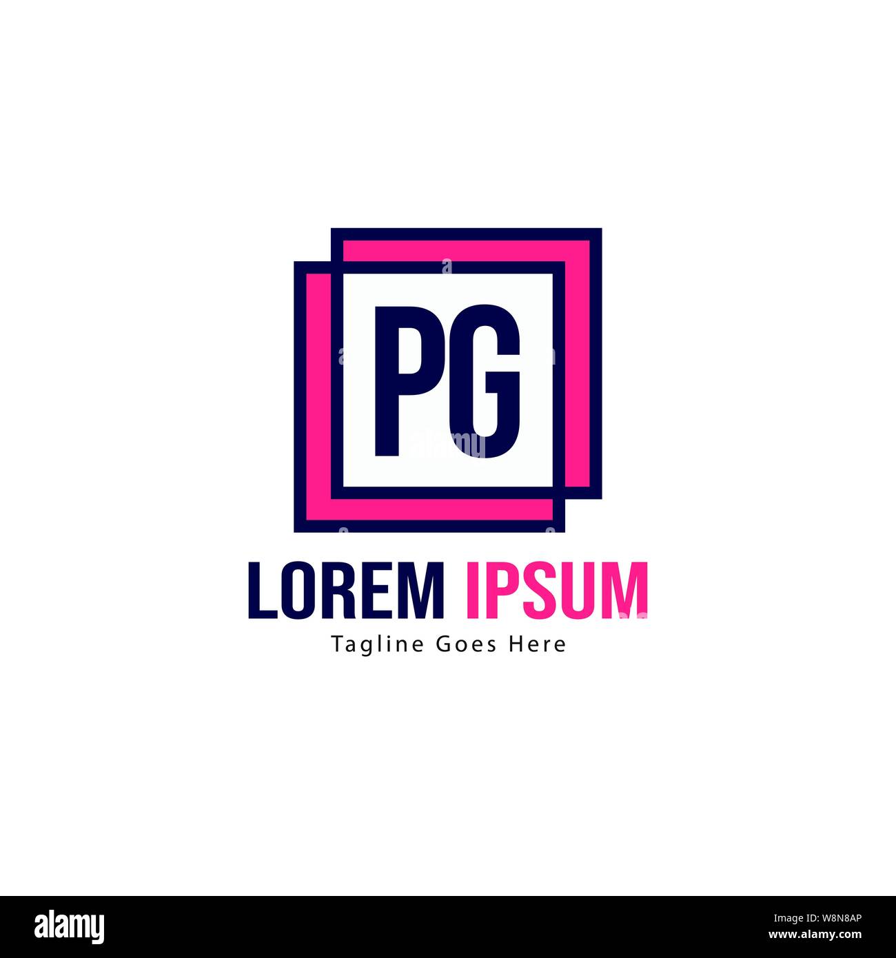 Initial PG logo template with modern frame. Minimalist PG letter logo vector illustration design Stock Vector