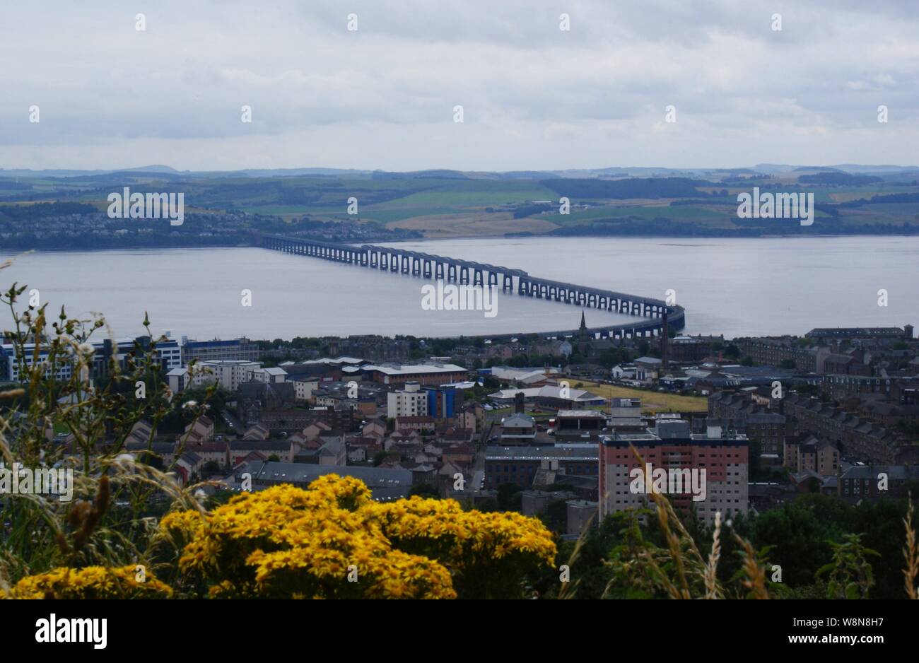 View of the Tay Bridge from the Law Hill, August 2019 Stock Photo