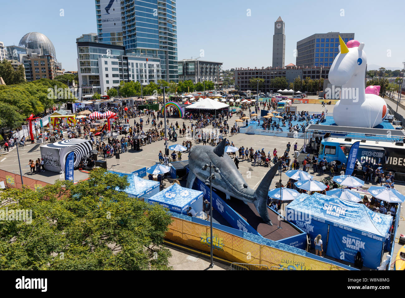 Overview of Interactive Zone at Petco Park during Comic Con 2019 Stock Photo
