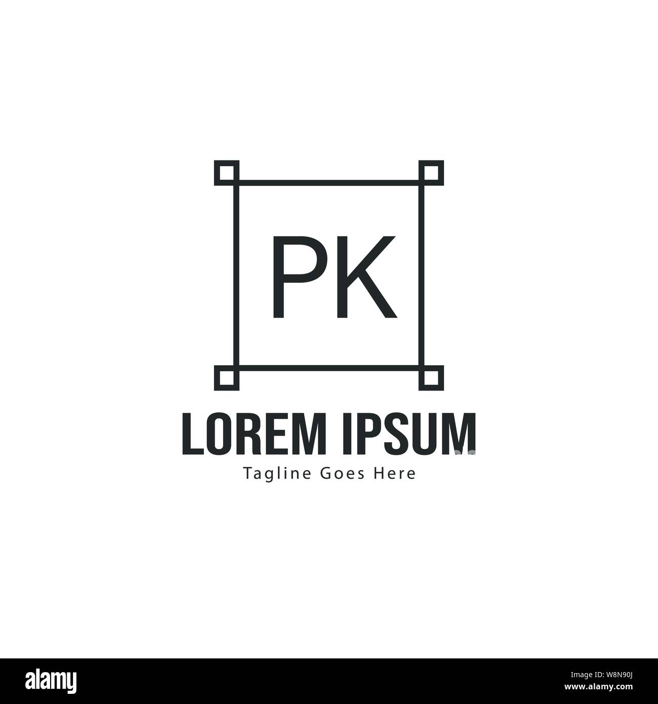 Initial PK logo template with modern frame. Minimalist PK letter logo ...
