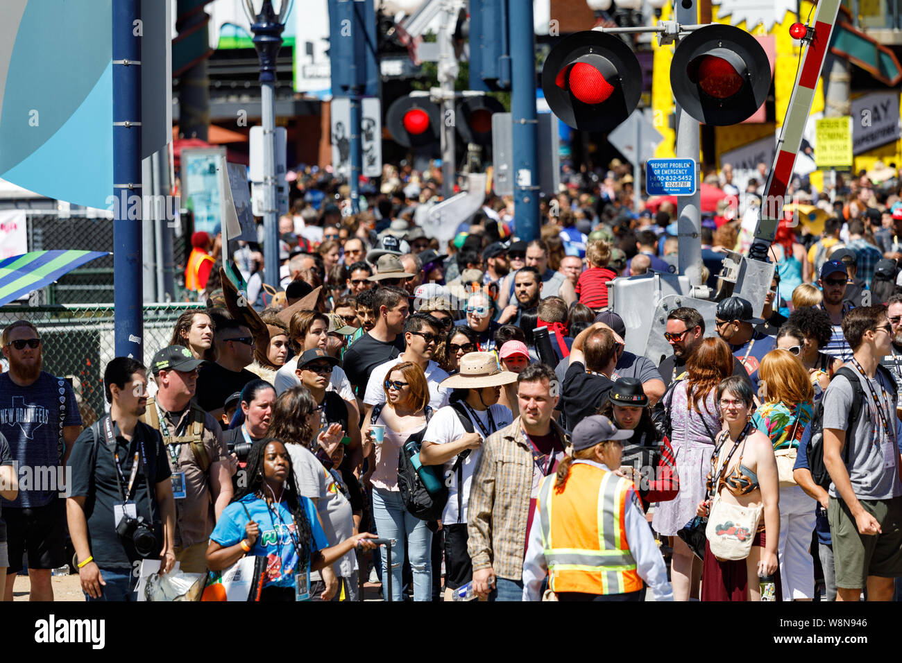 Crowd at Gaslamp Quarters during Comic Con 2019 Stock Photo
