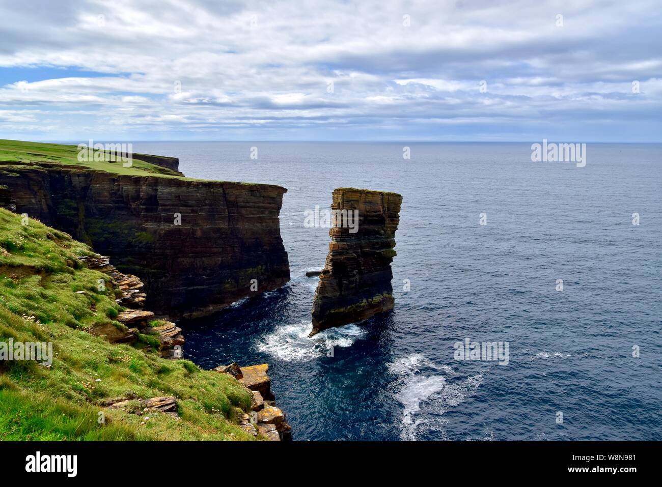 Yesnaby Cliffs and Gaulton Castle Sea Stack Stock Photo