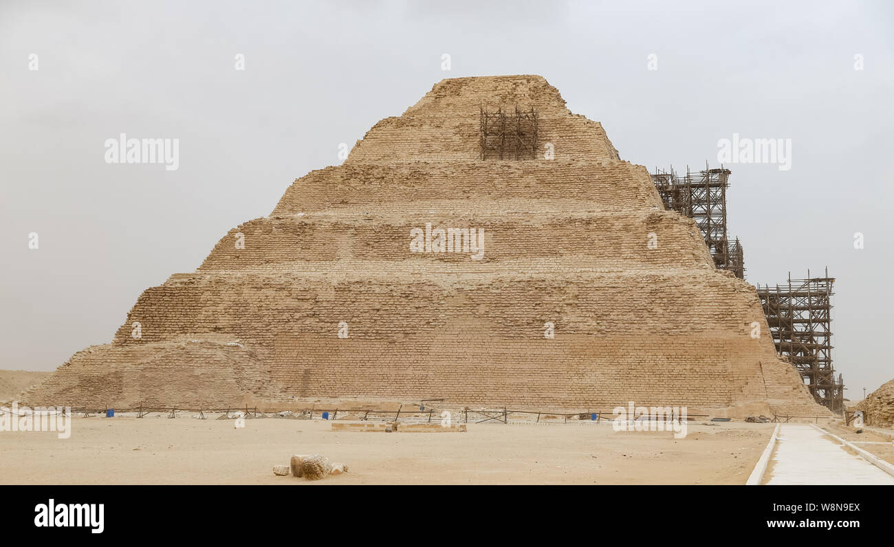 Step Pyramid in Saqqara Necropolis, Cairo City, Egypt Stock Photo