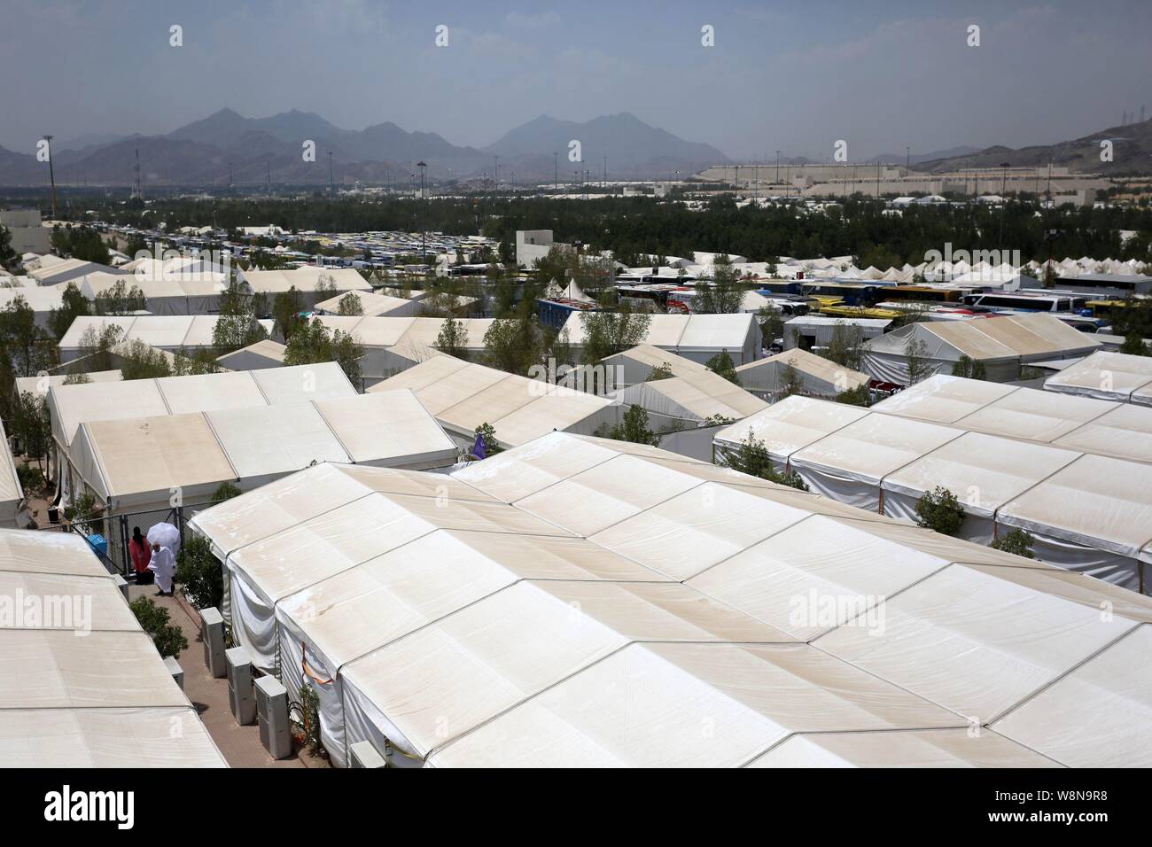 Mecca Mecca Saudi Arabia 10th Aug 2019 Palestinian Piligrims Gather In The Tent City Of Mina As They Take Part In One Of The Hajj Rituals Southeast Of The Saudi Holy City