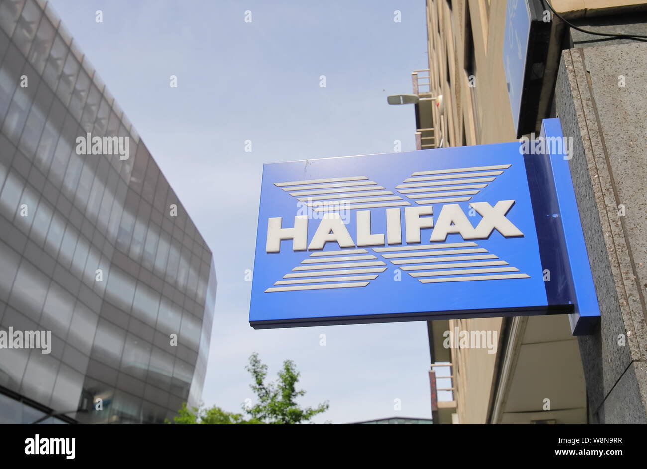 HALIFAX bank UK company sign Stock Photo Alamy