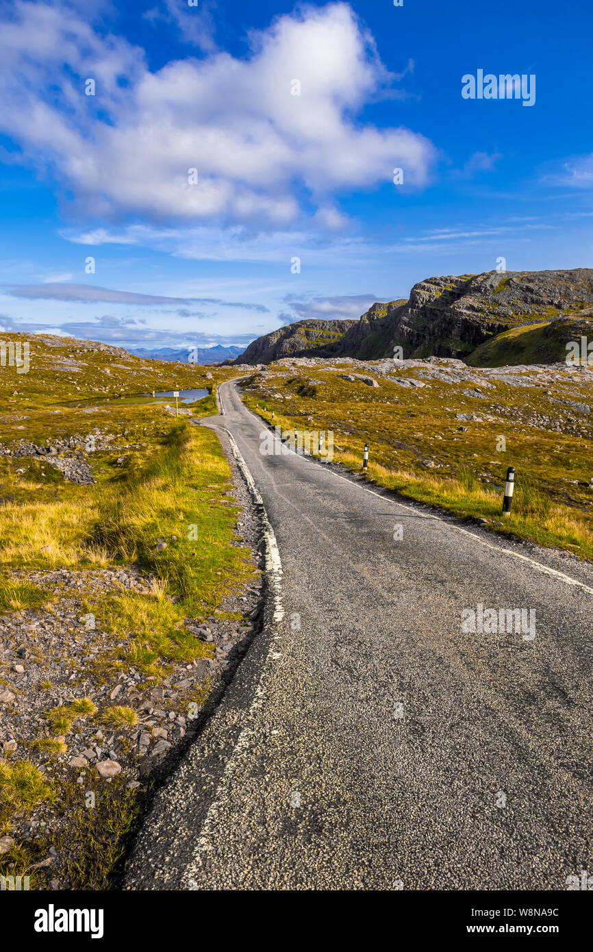 Abandoned Single Lane Road At Applecross Pass In Scotland Stock Photo