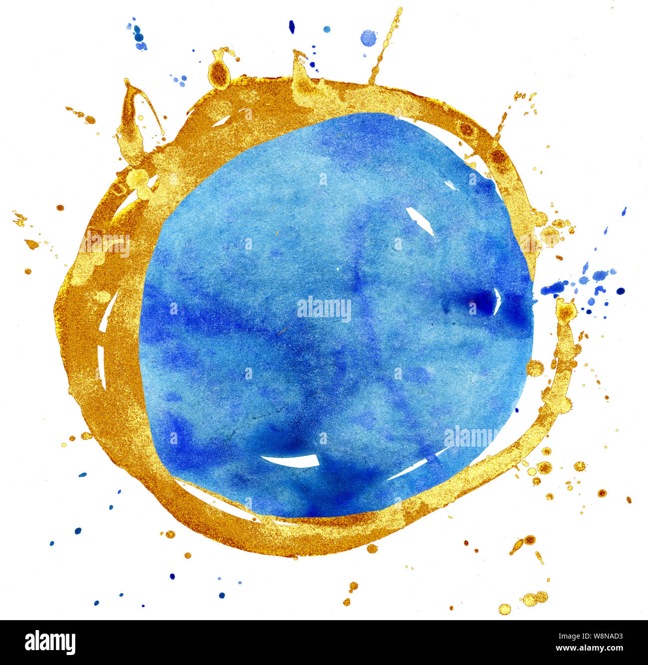 Coloured Watercolor Background. Blue and gold circle Stock Photo - Alamy