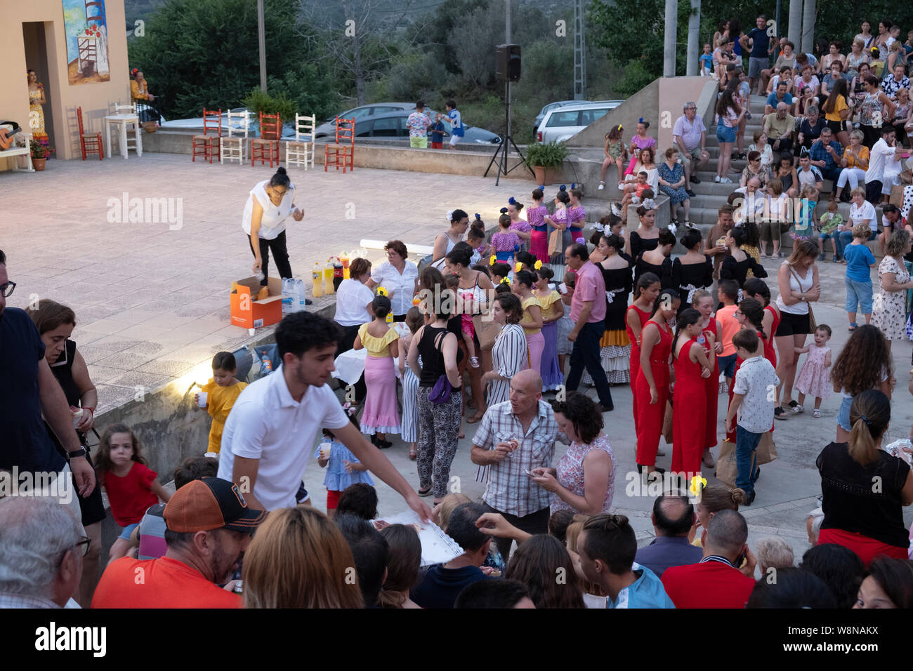Audience during an interval at a preformance in an open air theatre Stock Photo