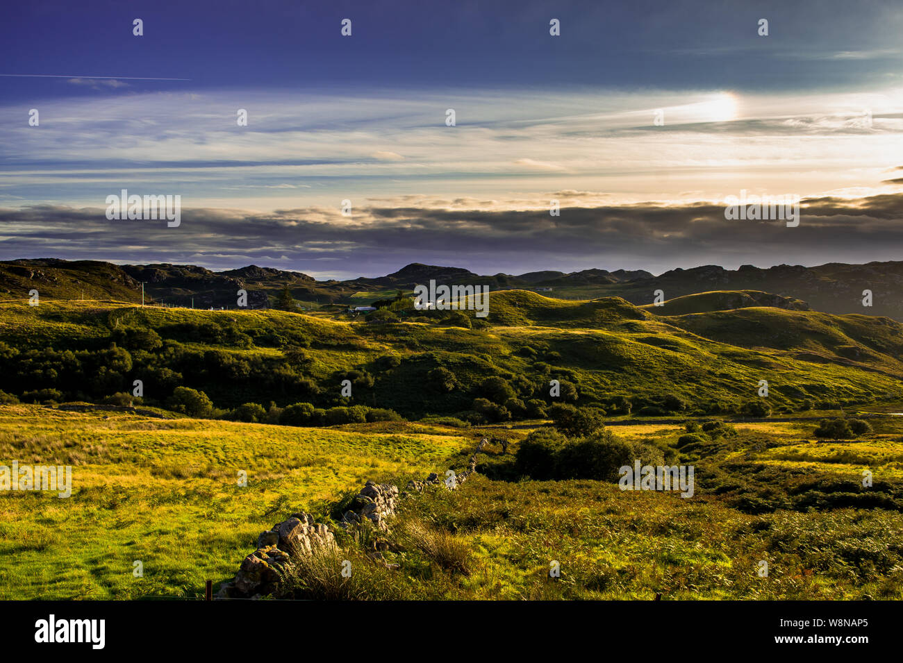 Rural Landscape With Sunny Hills And A Remote Village Near Gairloch In ...