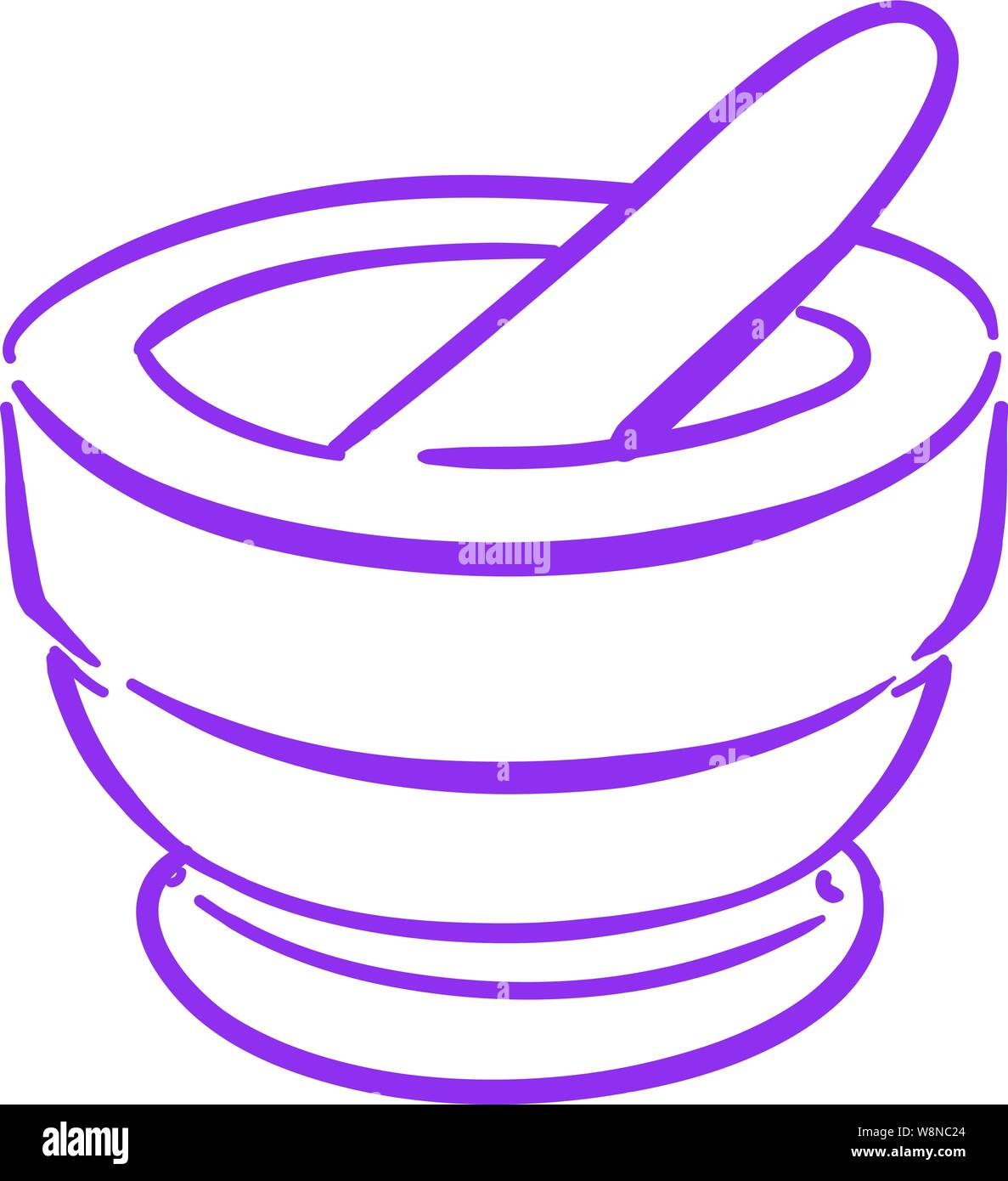 Round mortar and pedestal. used for crushing ingredients for medicine or cooking Stock Vector