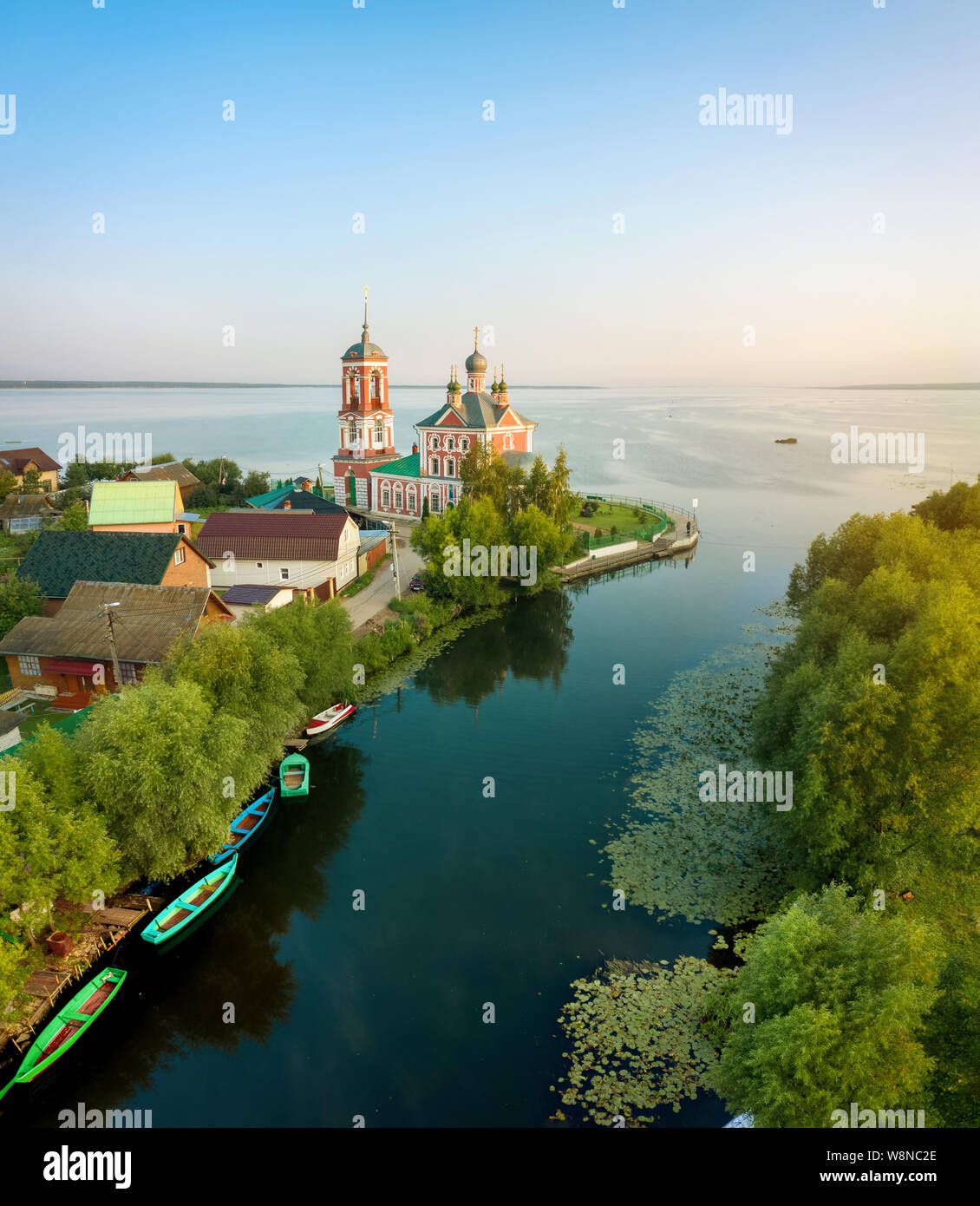 Pereslavl-Zalessky, Russia. Trubezh River flows into Lake Pleshcheyevo Stock Photo