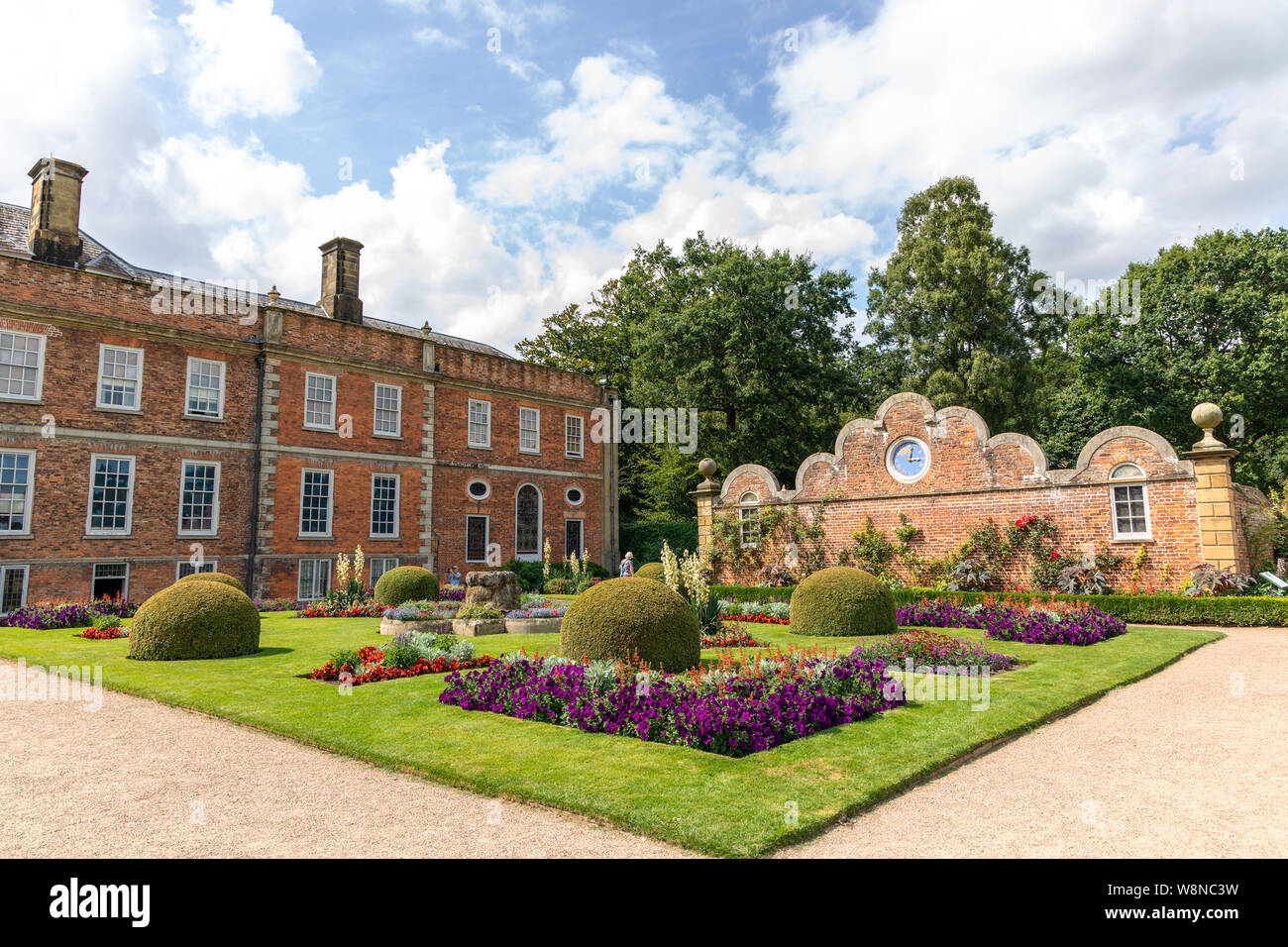Erddig Hall an historic 17th century mansion in the midst of survived 18 century gardens and parkland in Shropshire is one of the most stately homes. Stock Photo