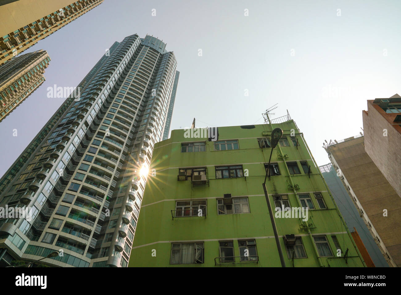 Wan Chai, Hong Kong-March 16, 2018: Low angle view of high rise