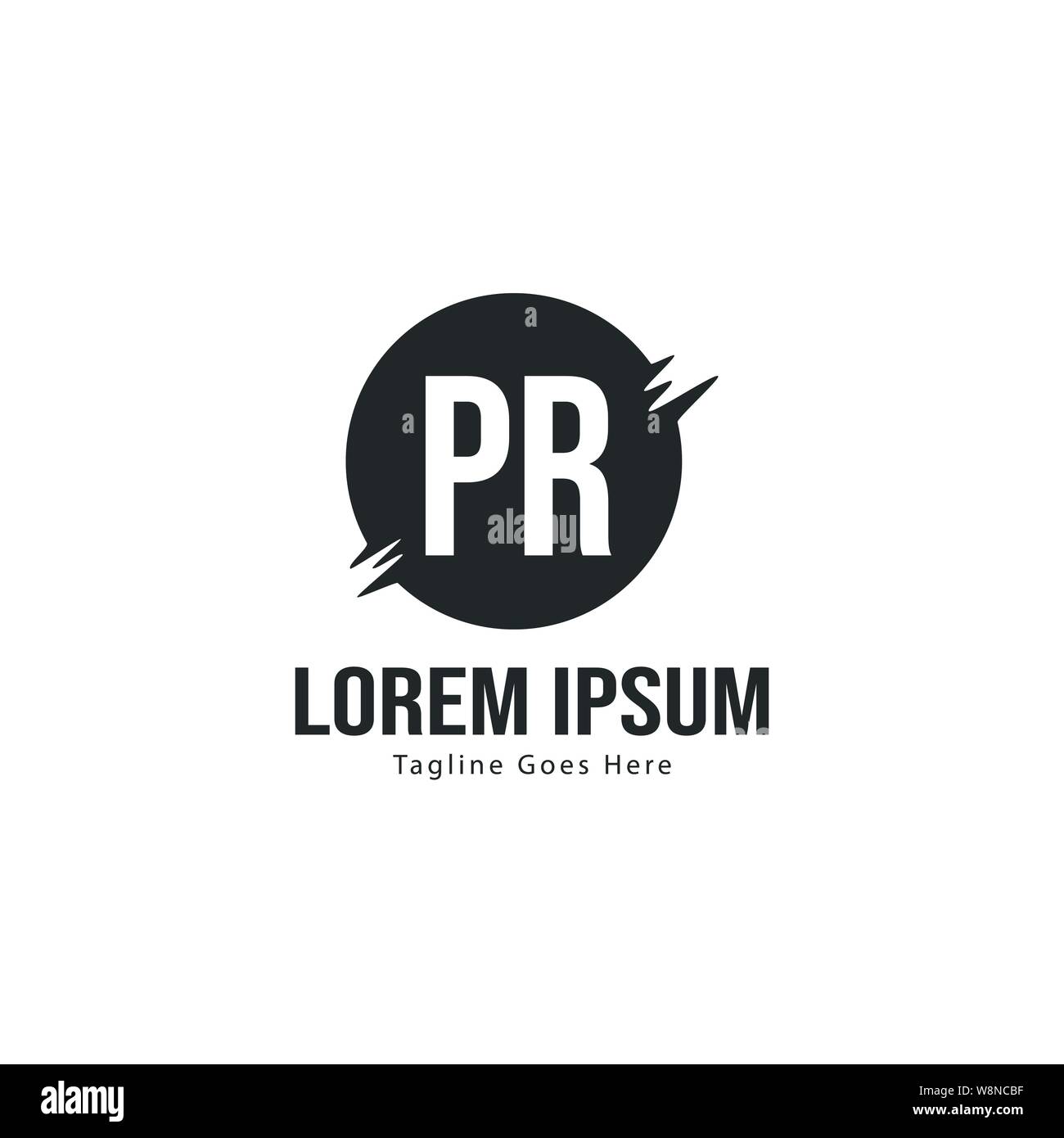 Initial PR logo template with modern frame. Minimalist PR letter logo ...