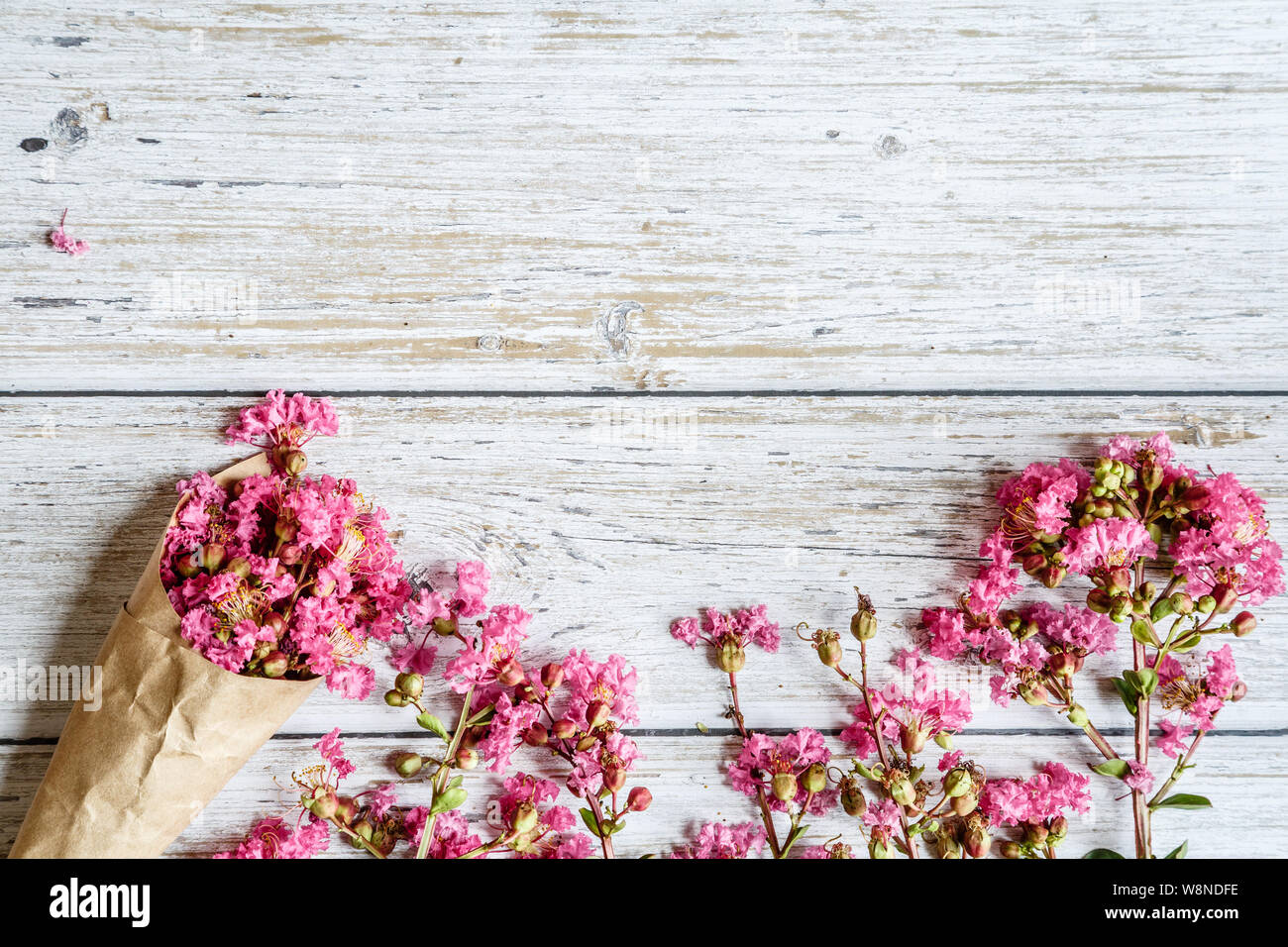 Spring Rustic Background With Pink Flowers Copy Space On White Wood Valentine Day Internet Sales Concept Online Shopping Holiday Background Mockup Stock Photo Alamy