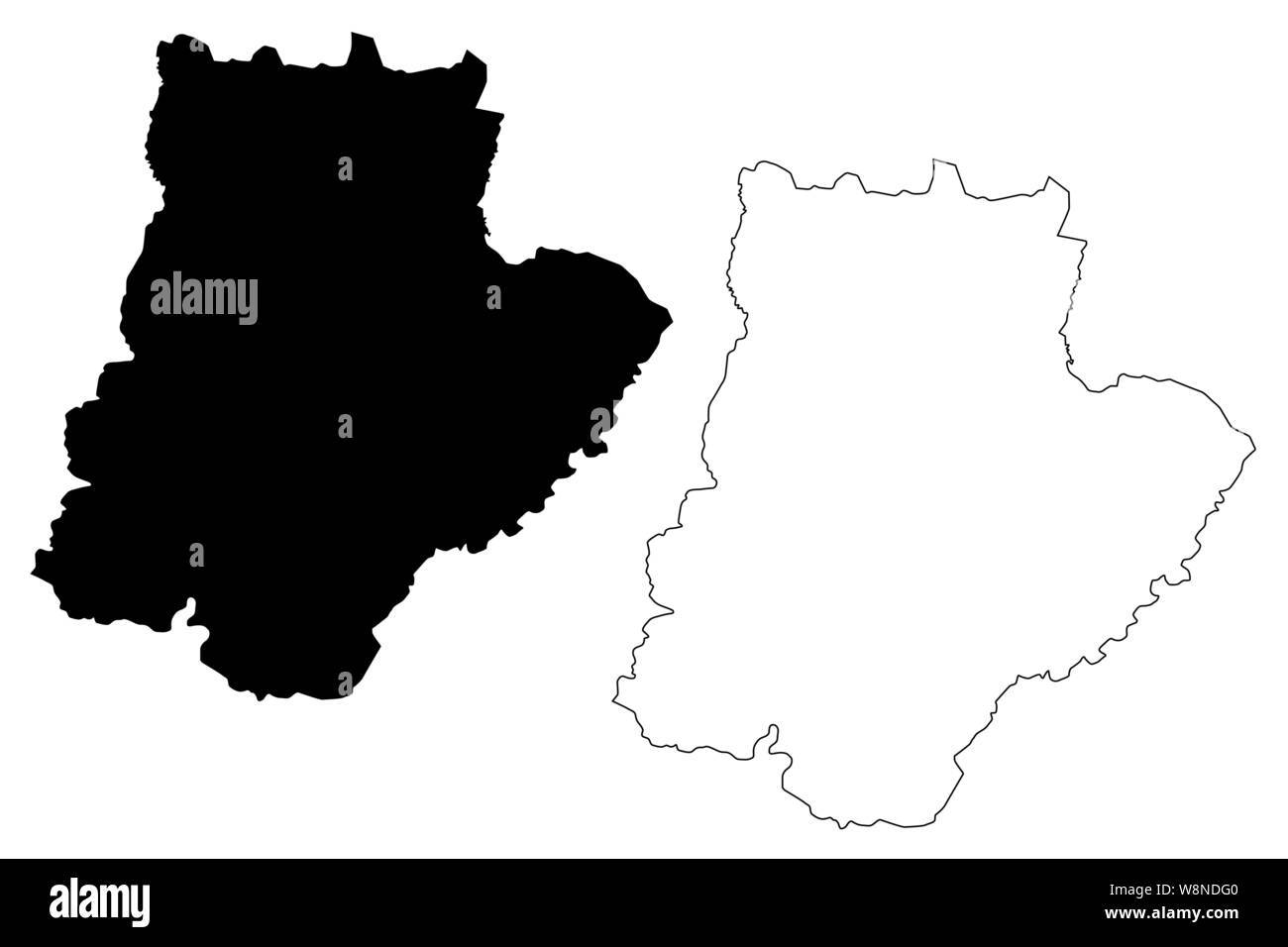 Braganca District (Portuguese Republic, Portugal) map vector illustration, scribble sketch Bragança map Stock Vector