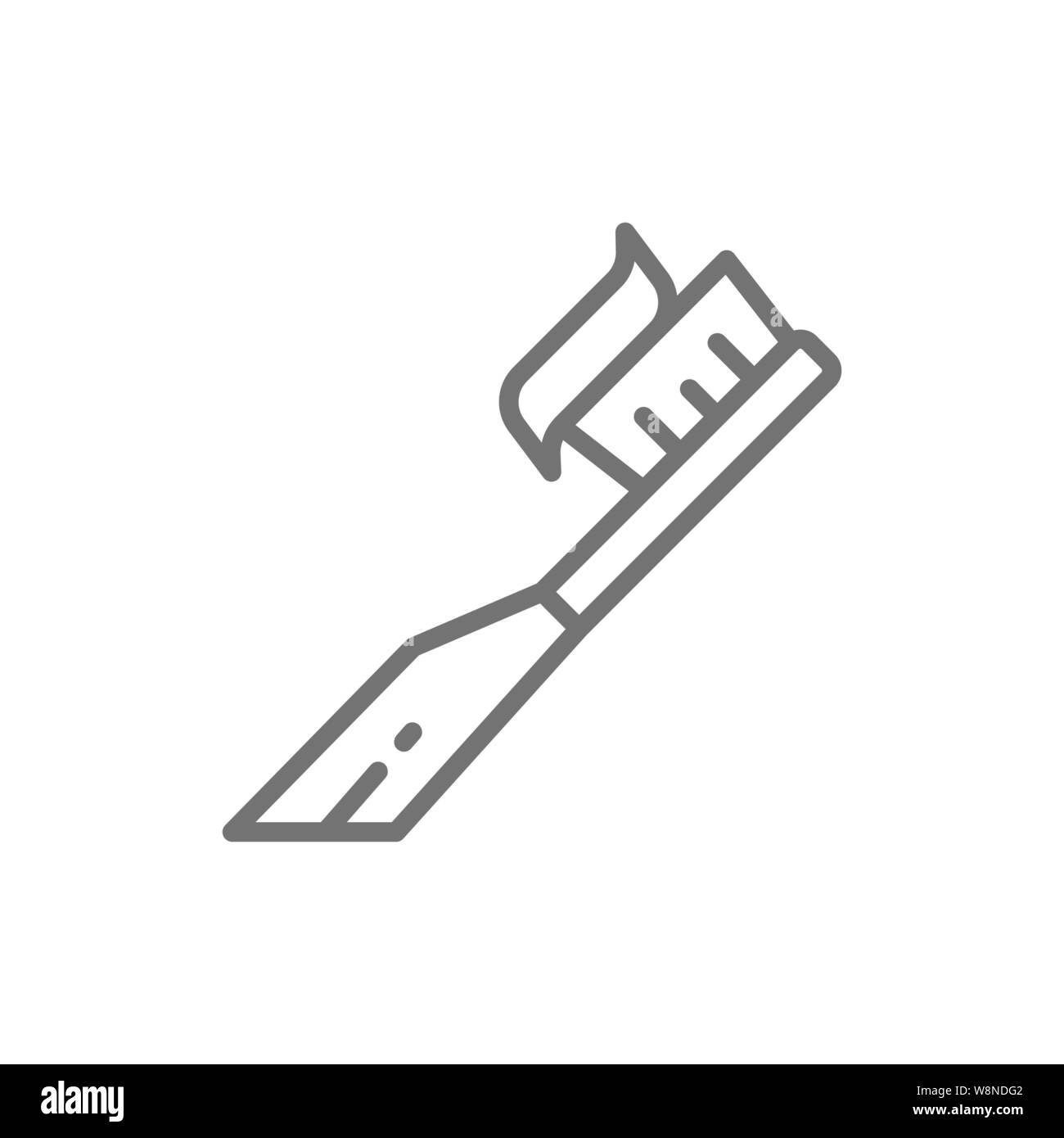 Vector toothbrush with paste, toothpaste line icon Stock Vector Image ...