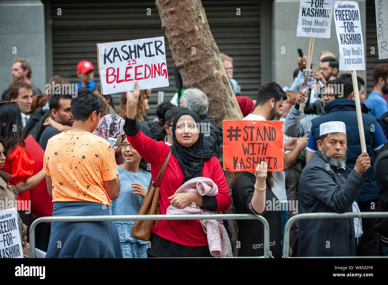 London, England. 10th August, 2019. Demonstrators gathered outside India House in London to show support for Kashmiris and to protest against occupation and oppression by India in Kashmir.  Credit: Richard Hancox. Stock Photo