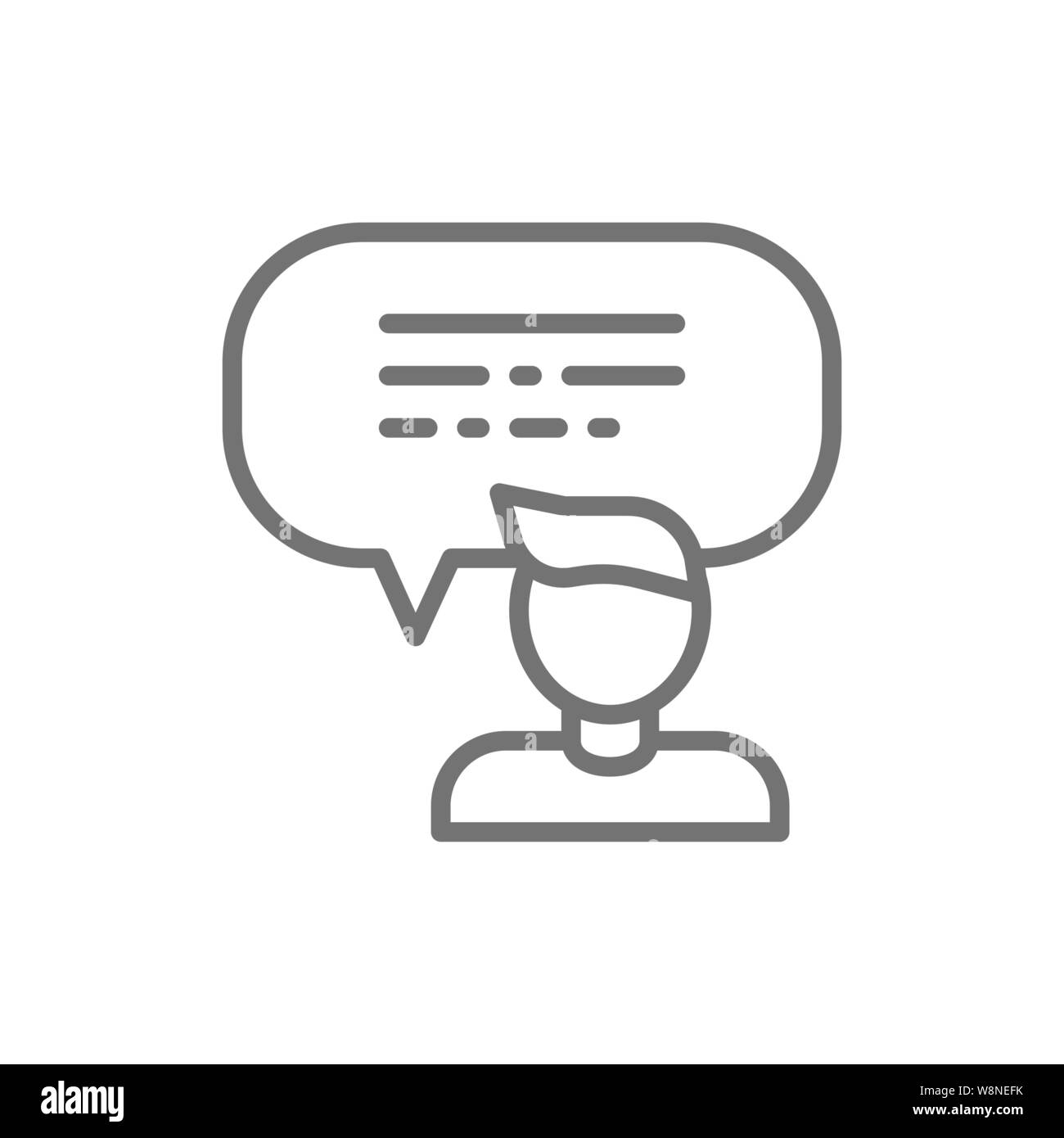 Feedback from the man, speech bubble line icon. Stock Vector