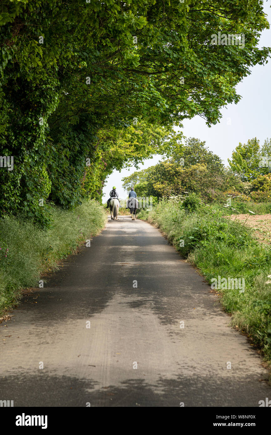 Horse riders on one of Jersey's Green Lanes, near St Martin, Jersey Stock  Photo - Alamy