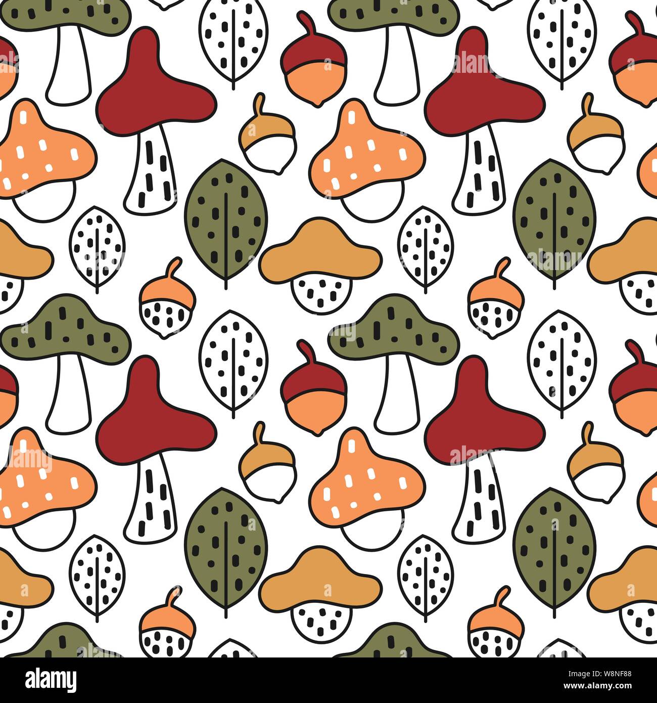 cute fall autumn seamless vector pattern background illustration with ...
