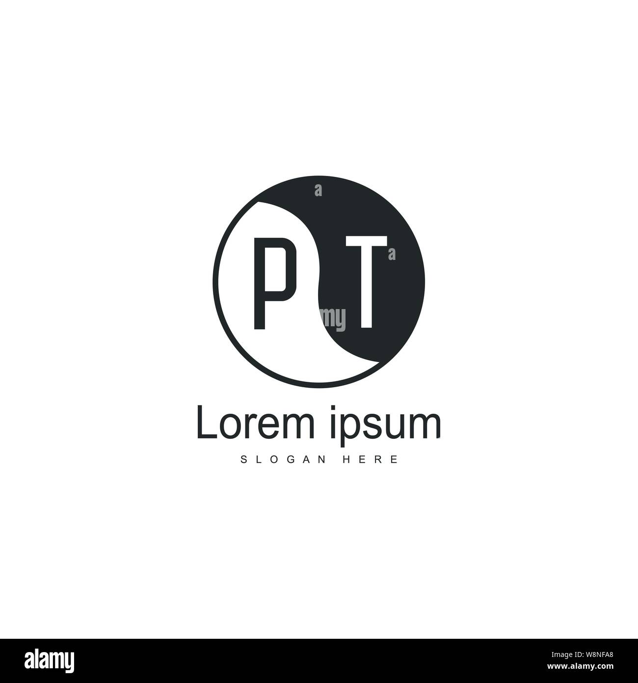 Initial PT logo template with modern frame. Minimalist PT letter logo vector illustration design Stock Vector
