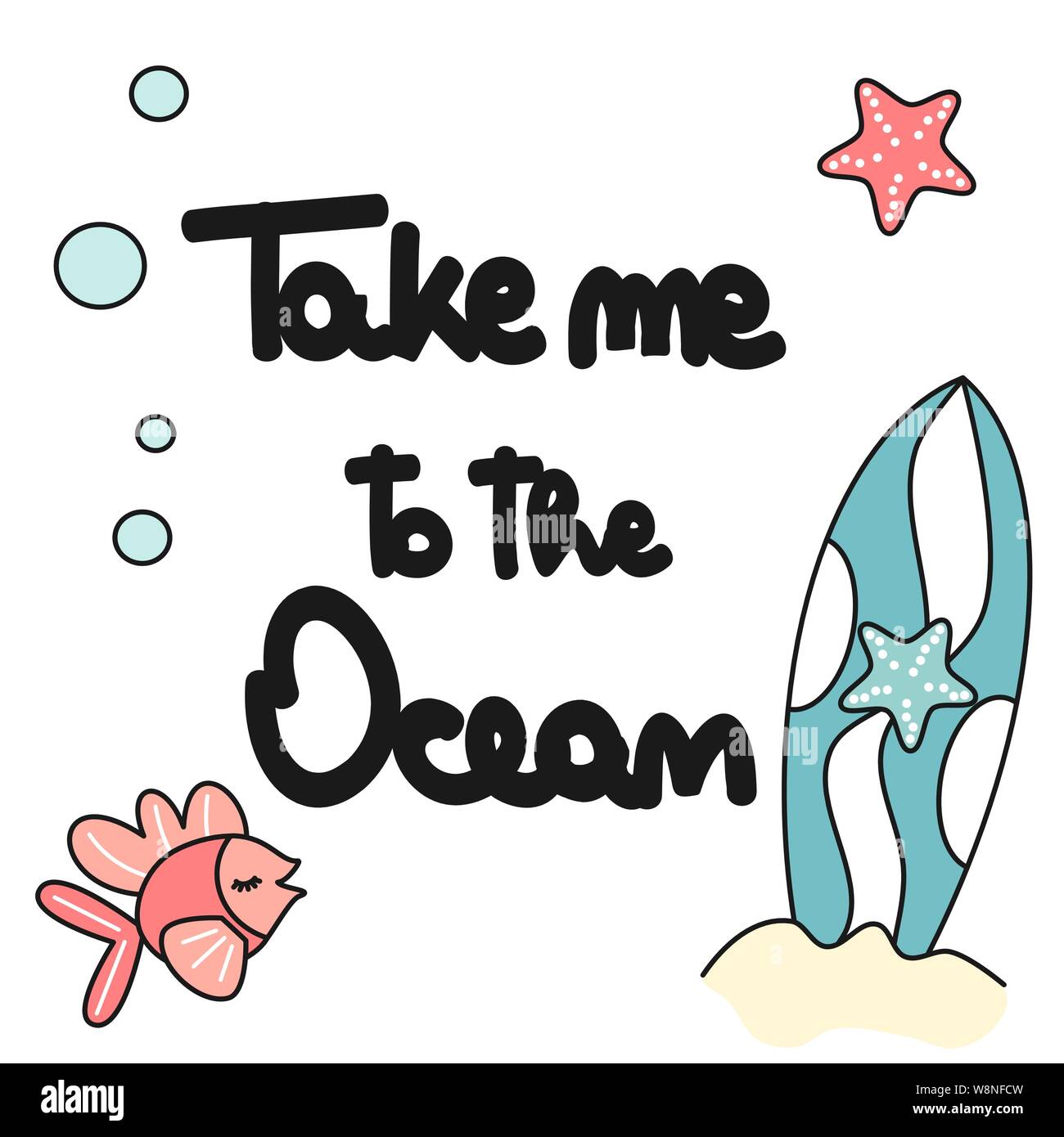 cute hand drawn lettering vector for print design with take me to the ...