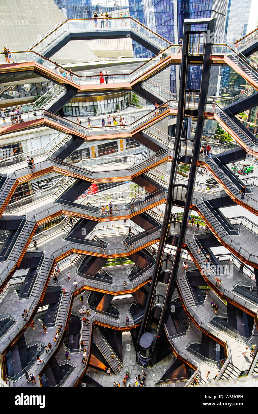 The Vessel (honeycomb-like structure), the construction in center of the Public Square and Gardens at Hudson Yards. Manhattan's West Side. New York Ci Stock Photo