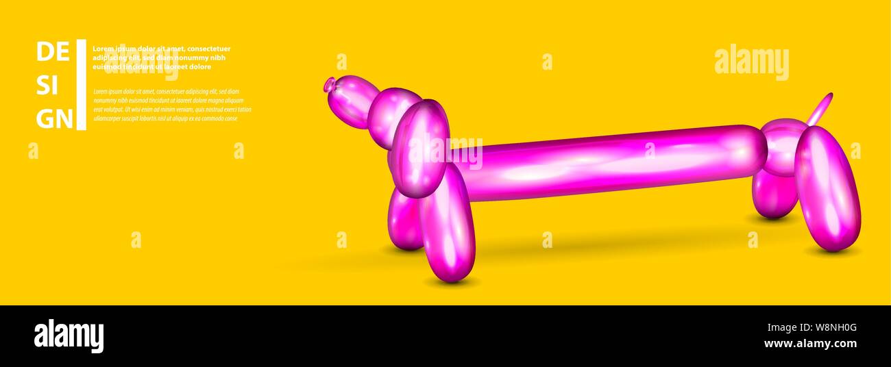 Air balloon dog. 3d realistic cute rubber toy Stock Vector Image & Art