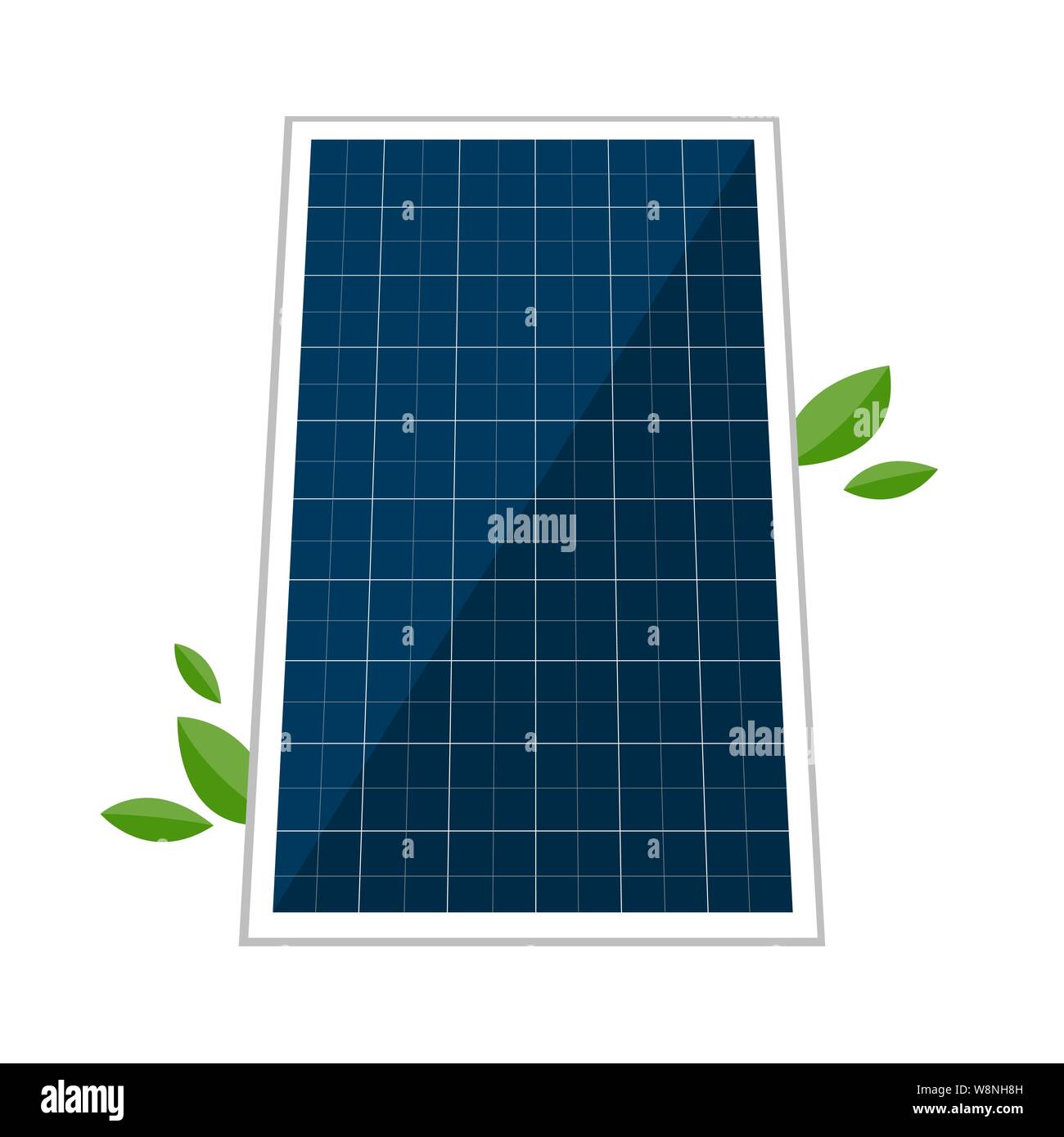 Solar panel and abstract green laves. Vector concept design of green ...