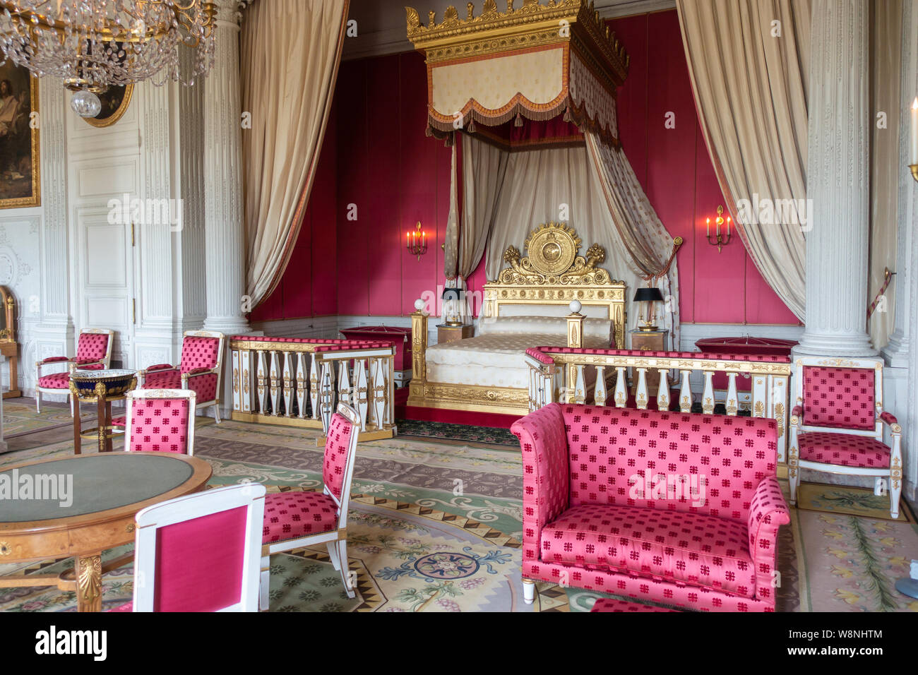 The Empress’ Bedchamber within The Grand Trianon Palace - Palace of Versailles, Yvelines, Île-de-France region of France Stock Photo