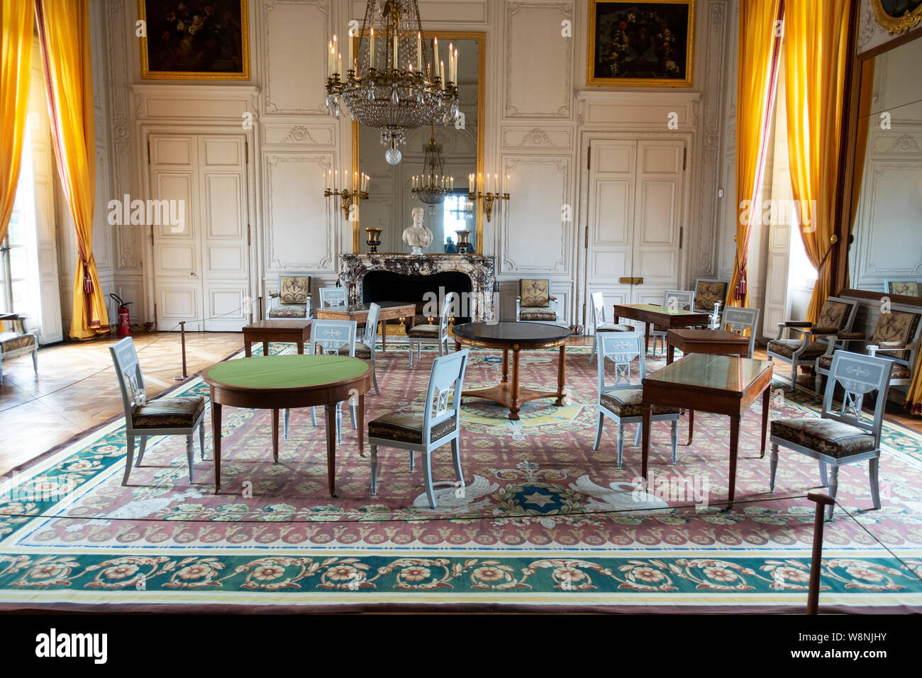 One of the many drawing rooms within The Grand Trianon Palace - Palace of Versailles, Yvelines, Île-de-France region of France Stock Photo