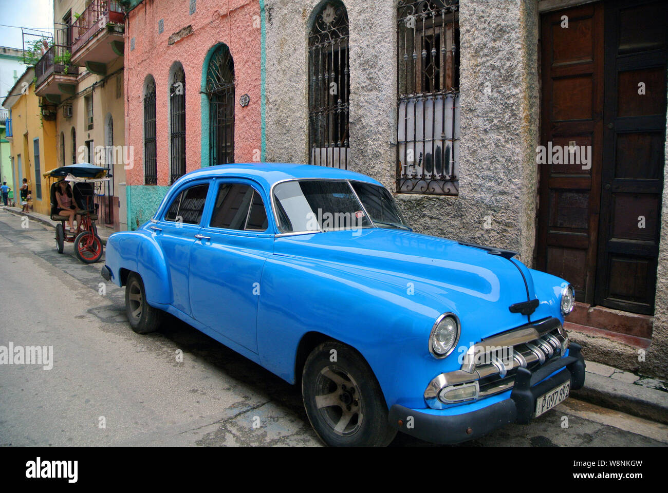 classic 1950's chevy on old town havana street Stock Photo