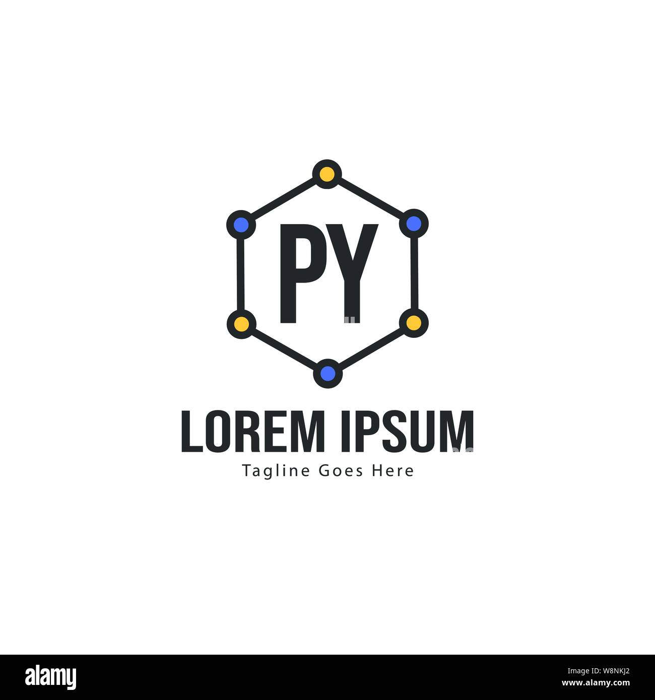 Initial PY logo template with modern frame. Minimalist PY letter logo ...