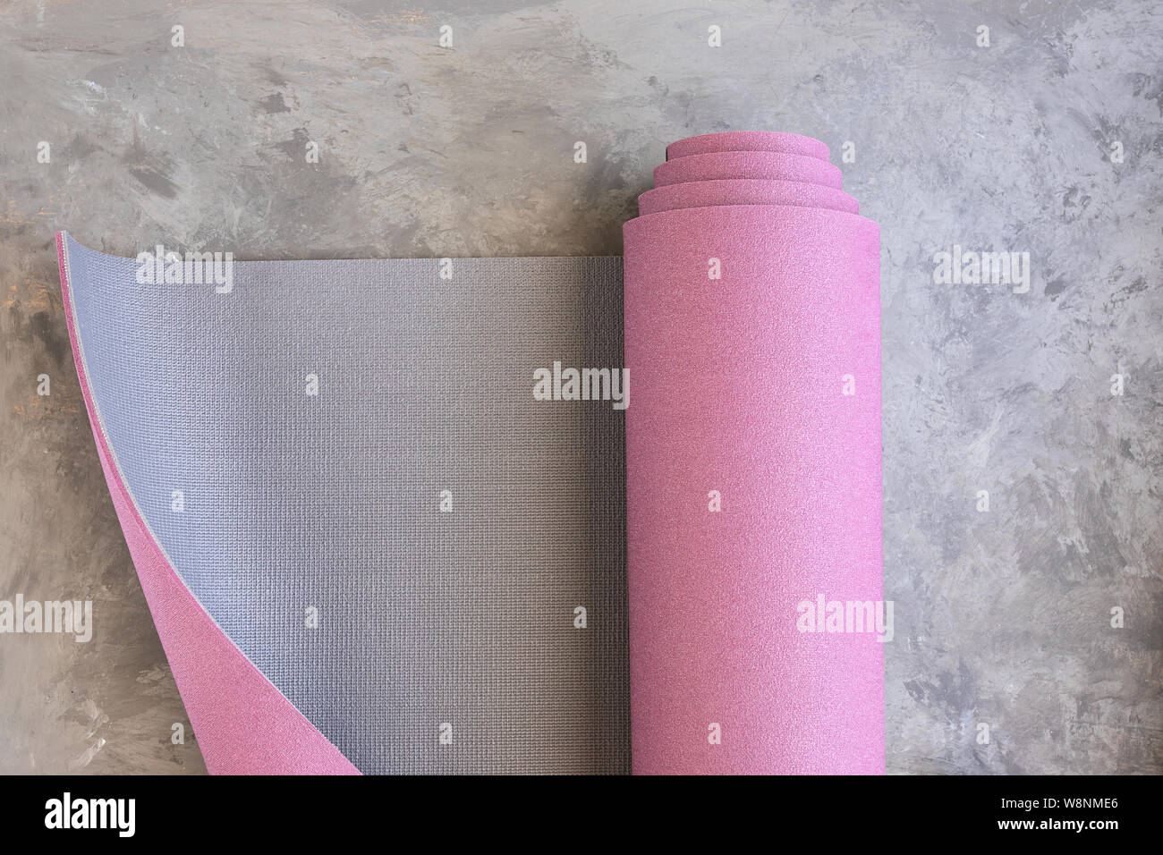 Open yoga mat for practice, concept for start the doing Ashtanga yoga. Copy space. Stock Photo