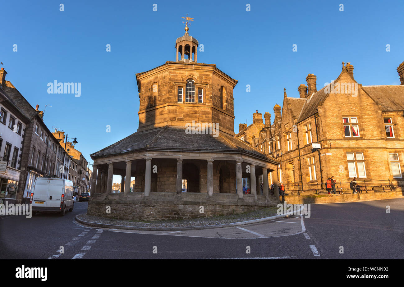 Market Cross, an octagonal building built by Thomas Breaks. Known locally as the Butter Market Barnard Castle UK Stock Photo