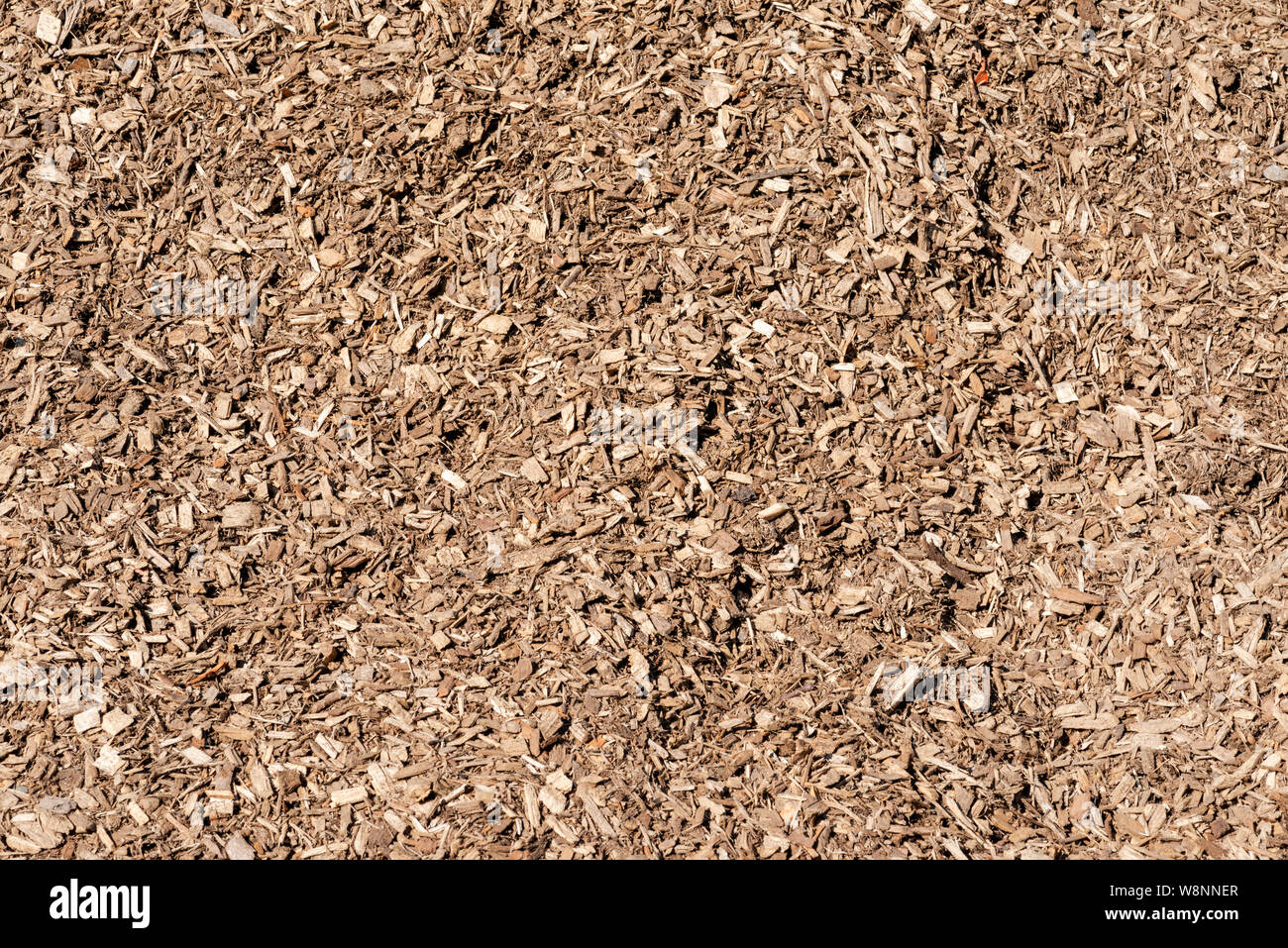Wooden Chips used as Organic Mulch in gardening, landscaping