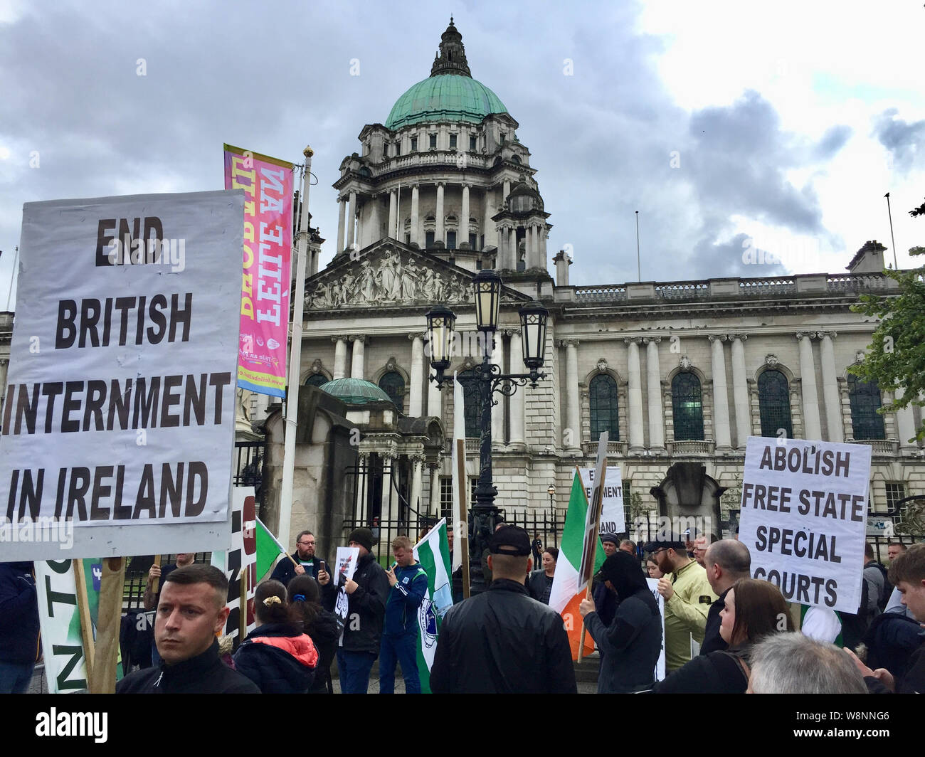 People protest at an anti-internment rally, which passed off without