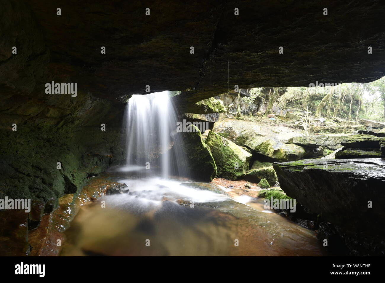 Garden of cave Waterfall,Cherrapunjee,Meghalaya,India Stock Photo