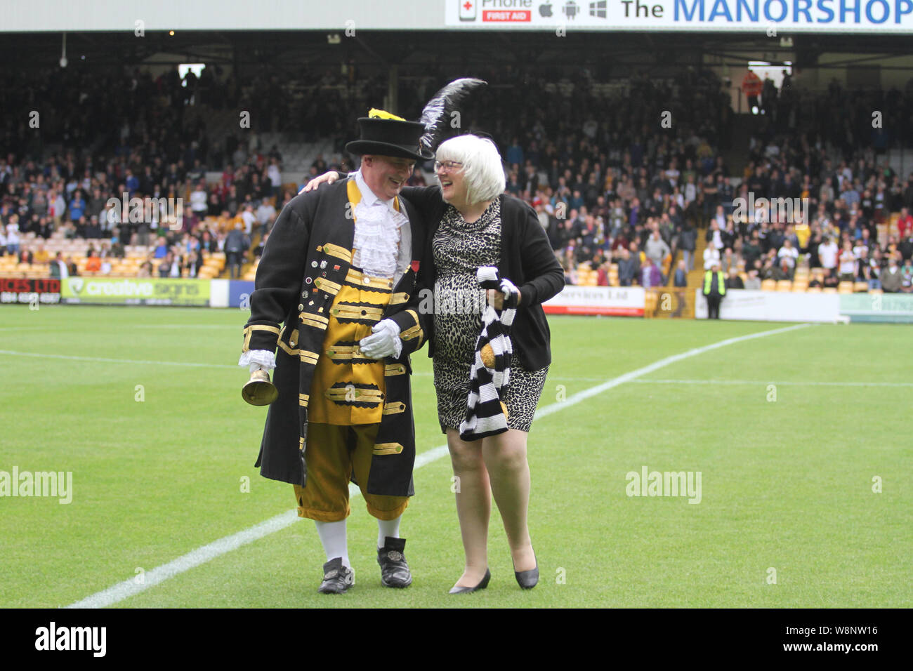 Stoke on trent, UK. 10th August, 2019. New Port Vale owner Carol Shanahan on the pitch before kickoff during the Sky Bet League 2 match between Port Vale and Northampton Town at Vale Park, Burslem on Saturday 10th August 2019. (Credit: Tina Newbury | MI News) Editorial use only, license required for commercial use. Photograph may only be used for newspaper and/or magazine editorial purposes Credit: MI News & Sport /Alamy Live News Stock Photo