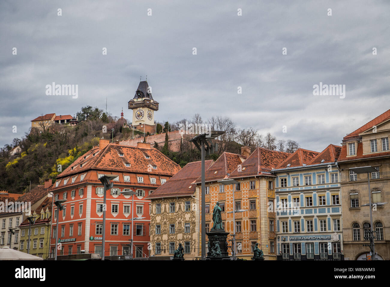 Clock tower aka Uhrturm in Graz Austria located on Schlossber Stock ...