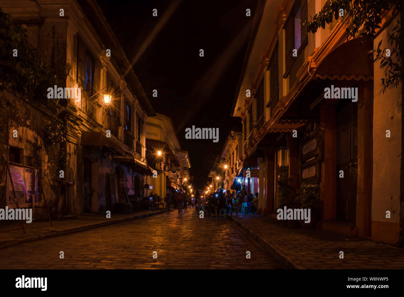 Vigan city. Vigan, Philippines - July 14, 2019: The City of Vigan at night. It is a World Heritage Site in that it is one of the few Hispanic towns le Stock Photo