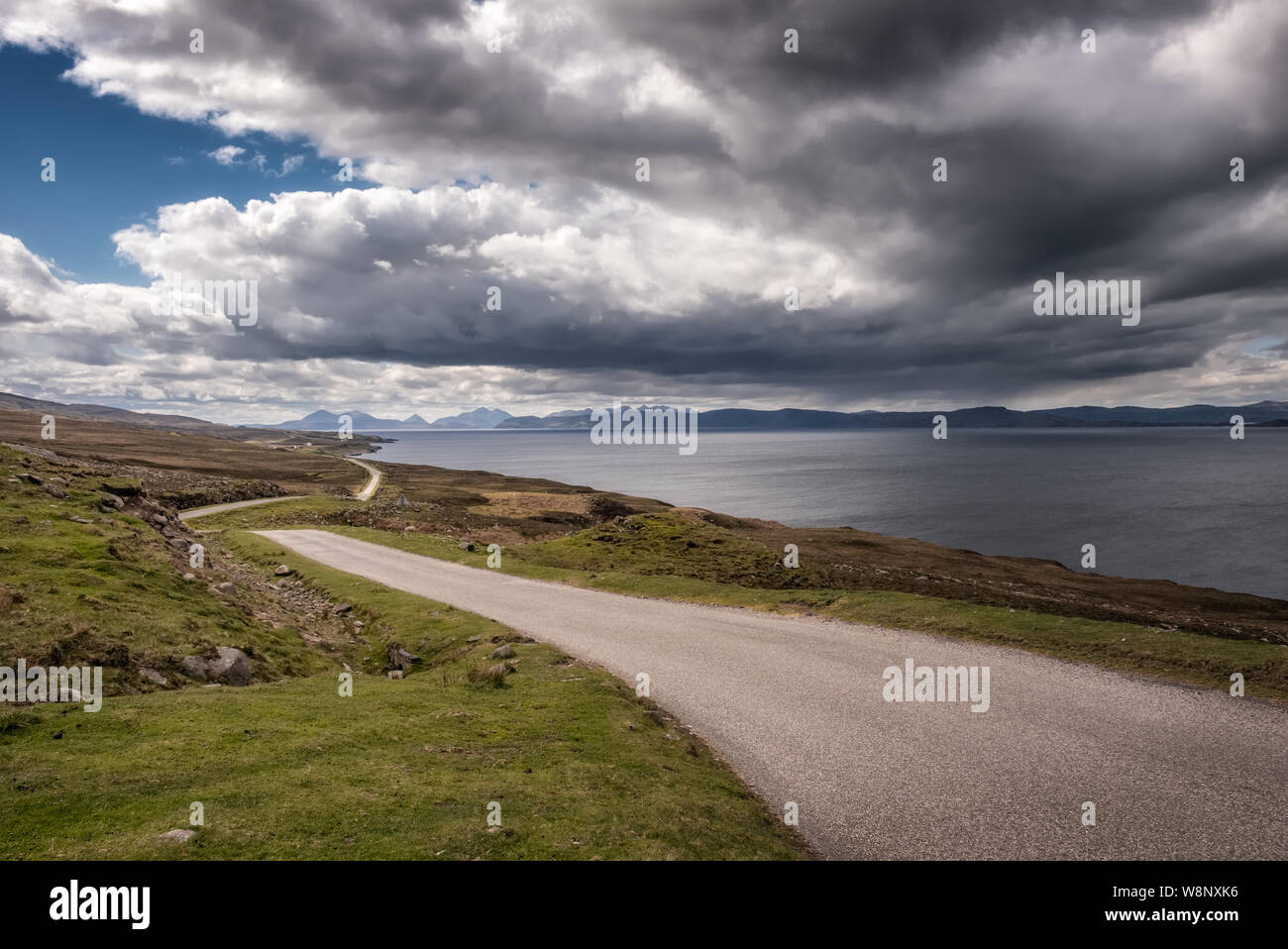 Deserted single lane road near Cuaig on the Applecross peninsula on the