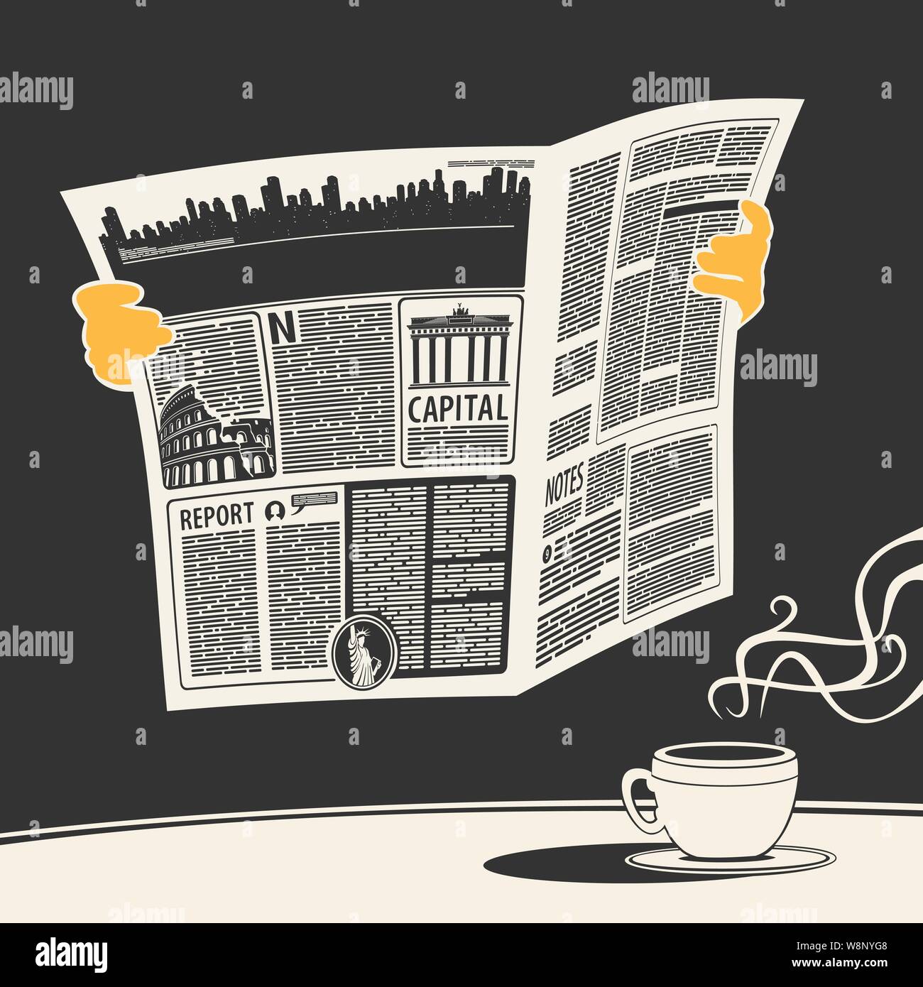 Illustration vector newspaper news and coffee Stock Vector Image & Art Alamy