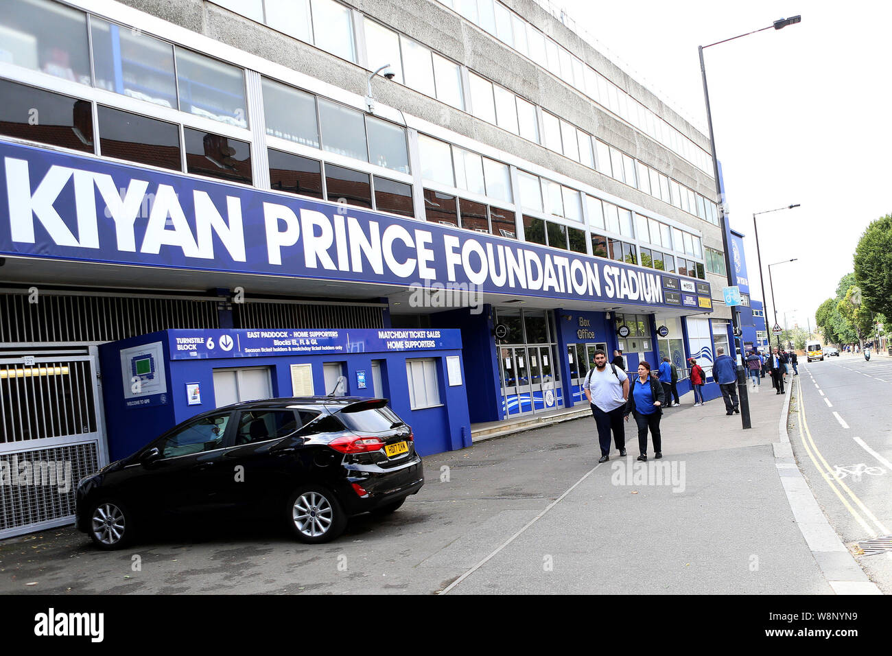 London, UK. 10th Aug, 2019. General view of outside the Kiyan Prince Foundation Stadium during EFL Skybet Championship match, Queens Park Rangers v Huddersfield Town at The Kiyan Prince Foundation Stadium, Loftus Road in London on Saturday 10th August 2019. this image may only be used for Editorial purposes. Editorial use only, license required for commercial use. No use in betting, games or a single club/league/player publications. pic by Tom Smeeth/Andrew Orchard sports photography/Alamy Live news Credit: Andrew Orchard sports photography/Alamy Live News Stock Photo