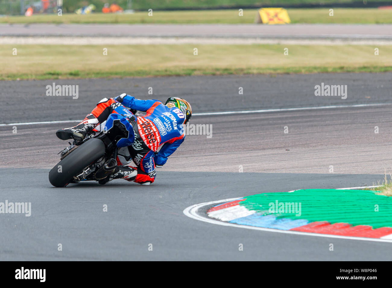 Peter Hickman 'Hicky' cornering on his superbike at Thruxton Stock Photo