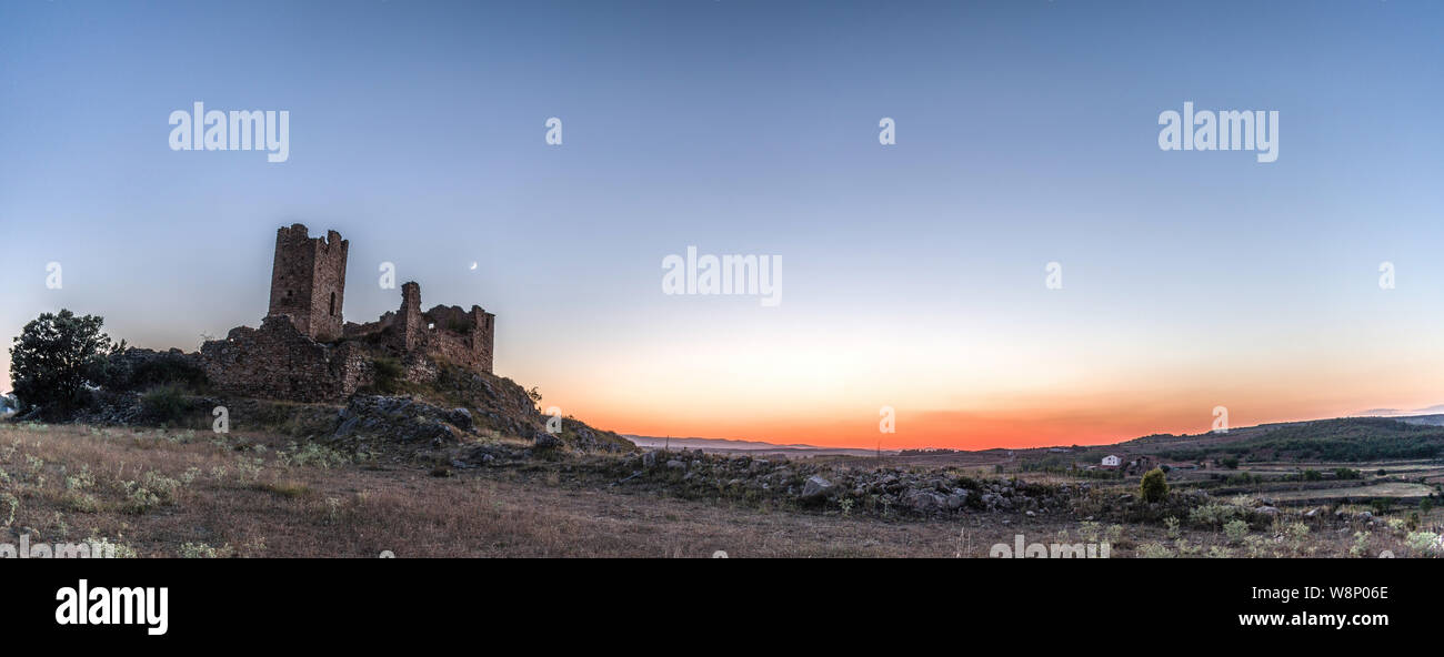 Sunset in a ruined castle in Spain Stock Photo - Alamy