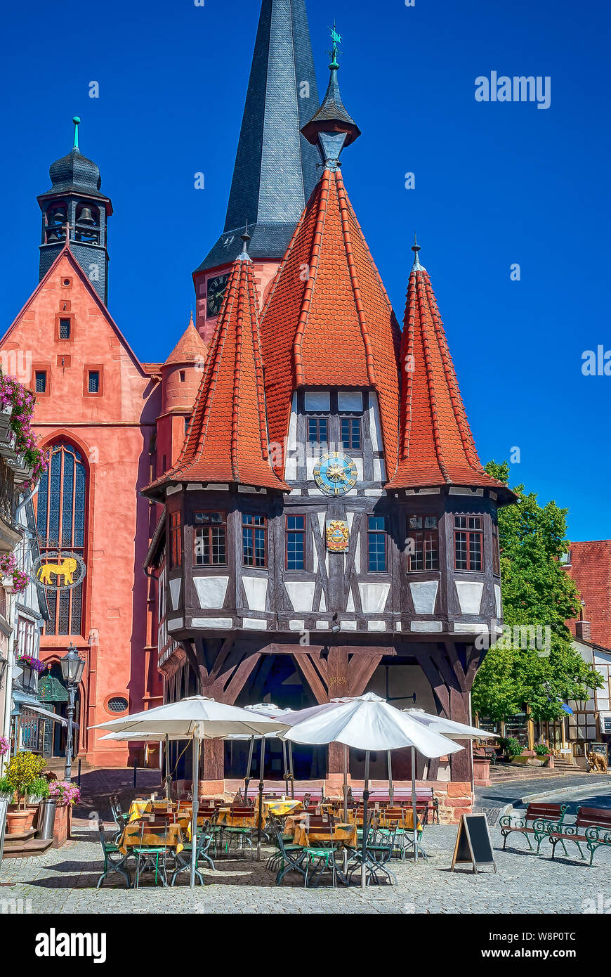 Old town hall at Michelbach, Hesse, Germany Stock Photo