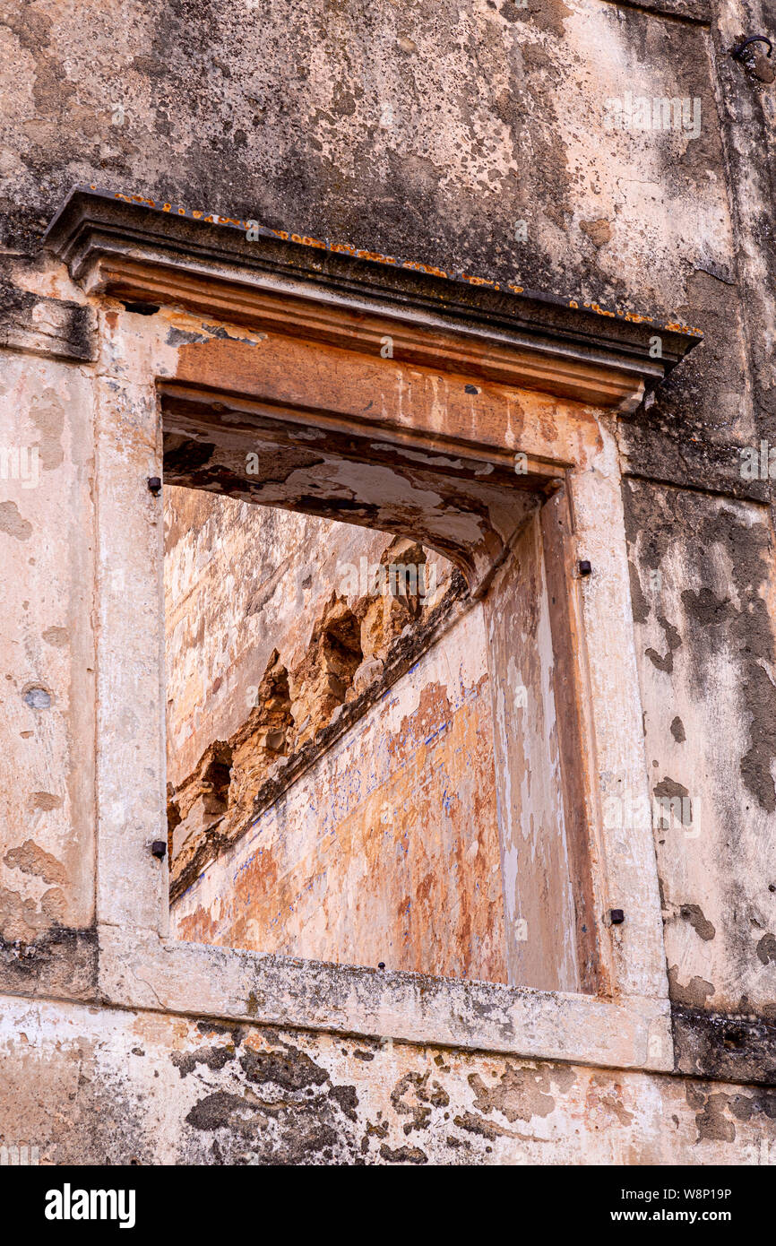 Window in a derelict building at Skradin, Croatia Stock Photo